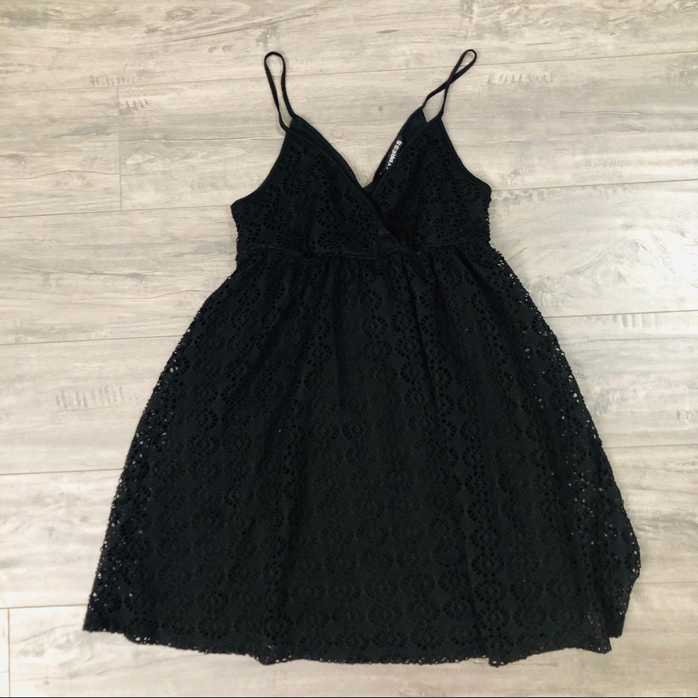 Express Mini Black Dress Lace Detail